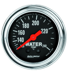 AutoMeter Gauge Water Temp 2-1/16in. 120-240 Deg. F Mechanical 12ft. Traditional Chrome