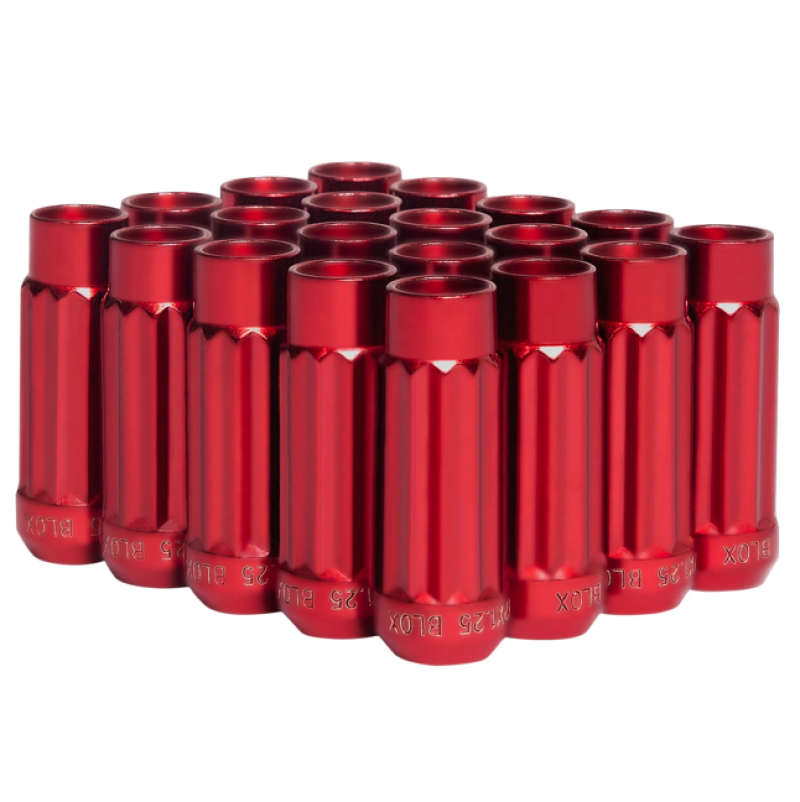 BLOX Racing 12-Sided P17 Tuner Lug Nuts 12x1.5 - Red Steel - Set of 20 (Socket not included)