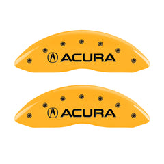 MGP 4 Caliper Covers Engraved Front & Rear Acura Yellow finish black ch