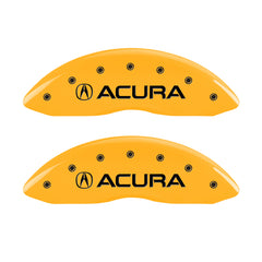 MGP 4 Caliper Covers Engraved Front & Rear Acura Yellow finish black ch