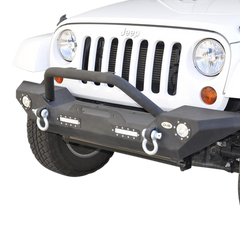 DV8 Offroad 07-18 Jeep Wrangler JK/JL FS-7 Mid Length Steel Front Bumper w/ LED Lights