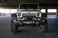 DV8 Offroad 07-18 Jeep Wrangler JK/JL FS-8 Mid Length Steel Front Bumper w/ LED Lights