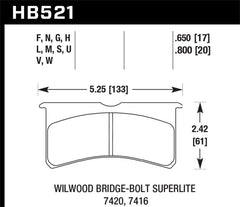 Hawk HT-14 16.51mm Thickness DTC-50 Race Brake Pads