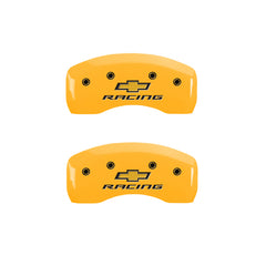 MGP 4 Caliper Covers Engraved F & R Chevy Racing Yellow Finish Black Char 2019 Chevrolet Bolt EV