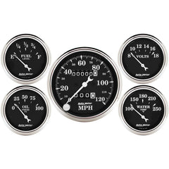 Auto Meter Gauge Kit 5 pc. 3 1/8in & 2 1/16in Mechanical Speedometer Old Tyme Black