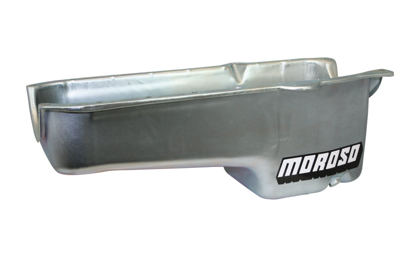 Moroso 80-85 Chevrolet Small Block (w/Passenger Side Dipstick) Wet Sump 5qt 7.5in Steel Oil Pan