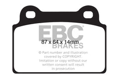 EBC 08-16 Mitsubishi Lancer Evo 10 2.0 Turbo (1 piece rotor) Yellowstuff Rear Brake Pads