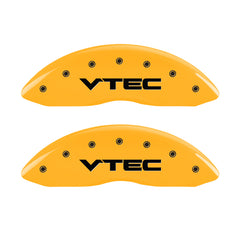 MGP 4 Caliper Covers Engraved Front & Rear Vtech Yellow Finish Black Char 2008 Acura TL
