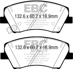 EBC 2017+ Hyundai Elantra 1.4L Turbo Redstuff Front Brake Pads
