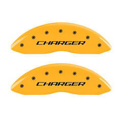 MGP 4 Caliper Covers Engraved Front & Rear Block/Charger Yellow Finish Black Char 2006 Dodge Charger