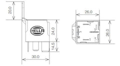 Hella Relay Mini Power Iso 4 Pole 12V Spst Res Bkt