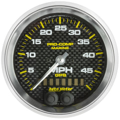 Autometer Marine Carbon Fiber 3-3/8in 50MPH GPS Speedometer Gauge