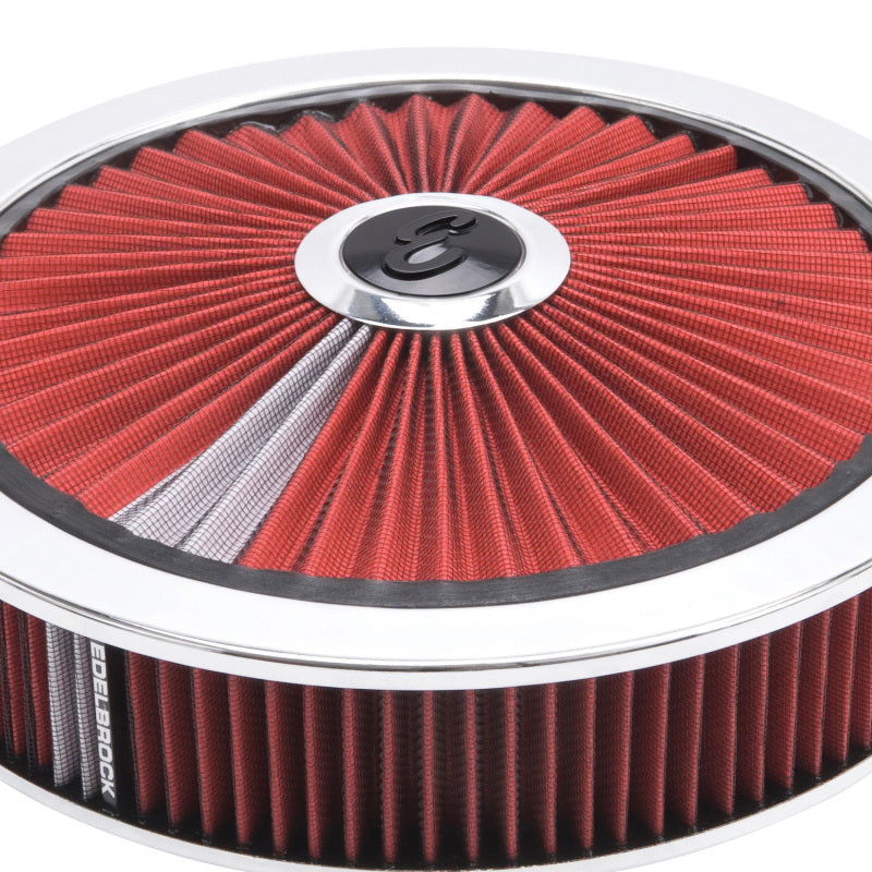 Edelbrock Air Cleaner Pro-Flo High-Flow Series Round Filtered Top Cloth Element 14In Dia X 3 125In