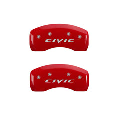 MGP 4 Caliper Covers Engraved Front & Rear 2015 Honda Civic Red Finish Silver Characters