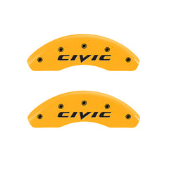 MGP 4 Caliper Covers Engraved Front 2015/Civic Engraved Rear 2015/Civic Yellow finish black ch