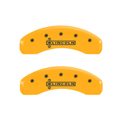 MGP 4 Caliper Covers Engraved Front & Rear Lincoln Yellow Finish Black Char 2003 Lincoln Town Car