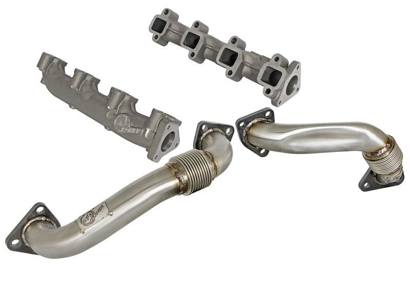 aFe 01-04 GM V8-6.6L LB7 Twisted Steel Manifold w/ Up Pipe