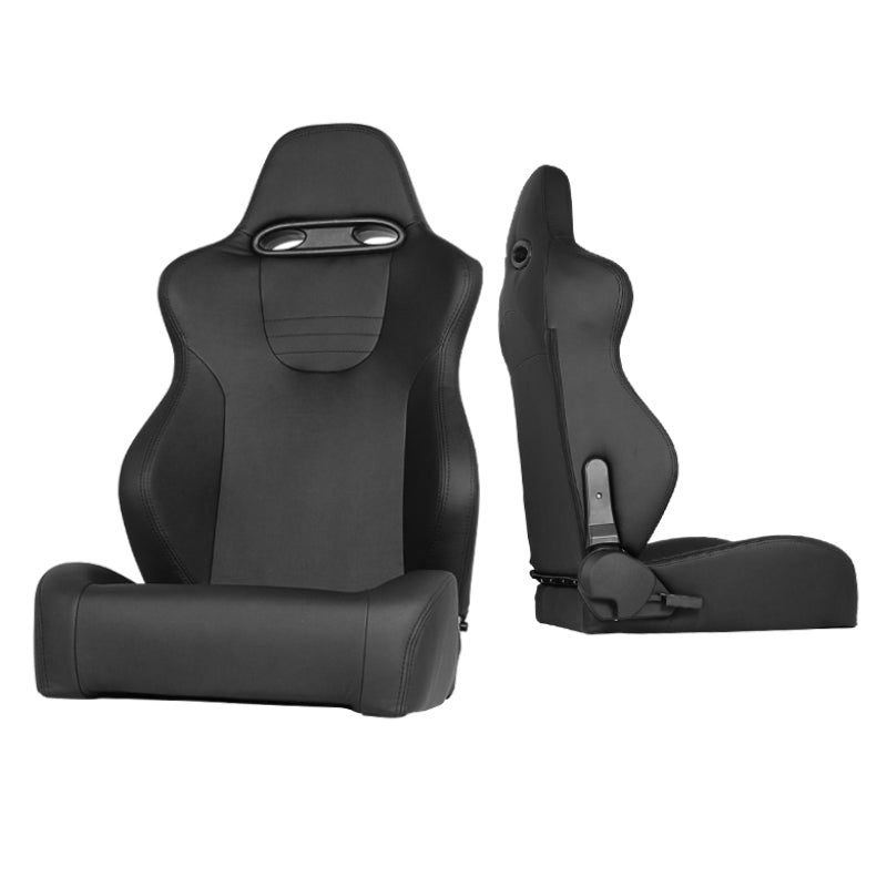 Xtune Srt Style Racing Seat Pu (Double Slider) Black/Black Passenger Side RST-SRT-01-BK-PA