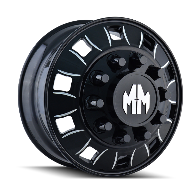 Mayhem 8180 BigRig 24.5x8.25/10x285.75 BP/168mm Offset/220.1mm Hub Front Black w/Milled Spokes Wheel