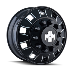 Mayhem 8180 BigRig 22.5x8.25/10x285.75 BP/169mm Offset/220.1mm Hub Front Black w/Milled Spokes Wheel