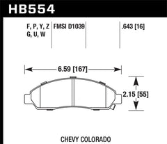 Hawk 04-08 Chevrolet Colorado LS/LT/WT DTC-60 Race Front Brake Pads