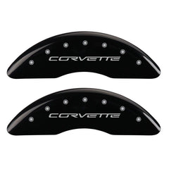 MGP 4 Caliper Covers Engraved Front C6/Corvette Engraved Rear C6/Z06 Black finish silver ch