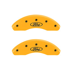 MGP 4 Caliper Covers Engraved Front & Rear Oval logo/Ford Yellow finish black ch