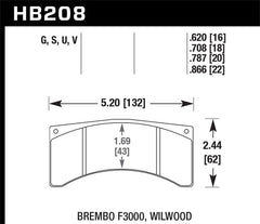 Hawk Brembo F3000/Wildwood HT-10 Race Rear Brake Pads