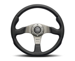 Momo Race Steering Wheel 320 mm - Black Leather/Anth Spokes