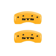 MGP 4 Caliper Covers Engraved Front Cadillac Rear STS Yellow Finish Black Char 2007 Cadillac STS