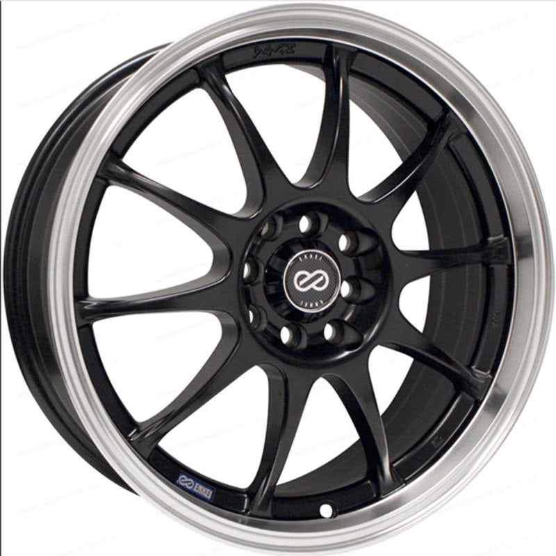 Enkei J10 18x7.5 5x100/114.3 38mm Offset 72.6mm Bore Dia Black w/ Machined Lip Wheel