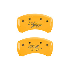 MGP 4 Caliper Covers Engraved Front & Rear Cursive/Challenger Black finish silver ch