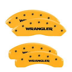 MGP 4 Caliper Covers Engraved Front & Rear Wrangler Yellow Finish Black Char 2003 Jeep Wrangler