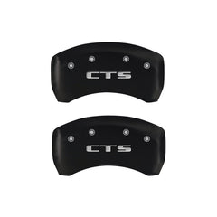 MGP 4 Caliper Covers Engraved Front Cursive/Cadillac Engraved Rear CTS Red finish silver ch