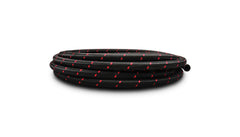 Vibrant -4 AN Two-Tone Black/Red Nylon Braided Flex Hose (20 foot roll)