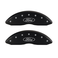 MGP 4 Caliper Covers Engraved Front & Rear Oval logo/Ford Red finish silver ch