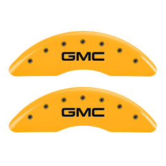 MGP 4 Caliper Covers Engraved Front & Rear GMC Yellow finish black ch