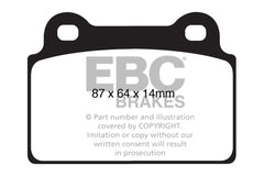 EBC 08-16 Mitsubishi Lancer Evo 10 2.0 Turbo (1 piece rotor) Yellowstuff Rear Brake Pads