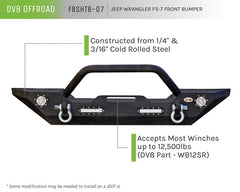 DV8 Offroad 07-18 Jeep Wrangler JK/JL FS-7 Mid Length Steel Front Bumper w/ LED Lights