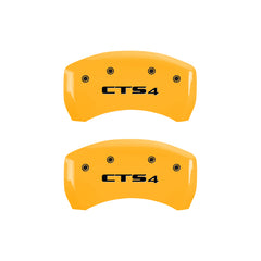 MGP 4 Caliper Covers Engraved Front Cursive/Cadillac Engraved Rear CTS Black finish silver ch