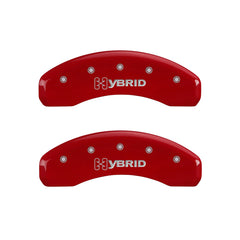MGP 4 Caliper Covers Engraved Front & Rear GM Style/Hybrid Red finish silver ch