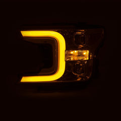 ANZO 18-19 Ford F-150 Projector Headlights w/Plank Style Switchback Chrome w/Amber