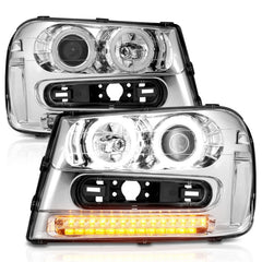 ANZO 2002-2009 Chevrolet Trailblazer Projector Headlights w/ Halo Chrome