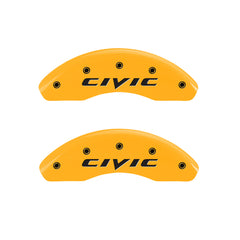 MGP 4 Caliper Covers Engraved Front & Rear Mgp Yellow Finish Black Char 2017 Honda Civic