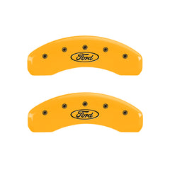 MGP 4 Caliper Covers Engraved Front & Rear Oval logo/Ford Yellow finish black ch