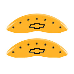 MGP 2 Caliper Covers Engraved Front Bowtie Yellow Finish Blk Char 05 Chevy Silverado 1500