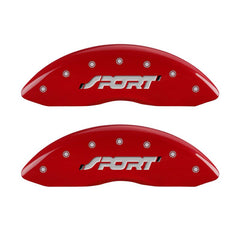 MGP 4 Caliper Covers Engraved Front & Rear SPORT Red finish silver ch