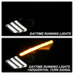 Spyder 15-18 Ford Focus Projector Headlights - Seq Turn Light Bar - Black PRO-YD-FF15-LBSEQ-BK