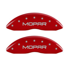 MGP 4 Caliper Covers Engraved Front JEEP Engraved Rear JEEP Grill logo Red finish silver ch