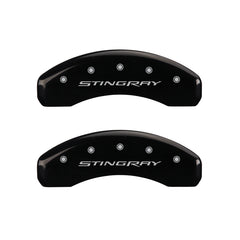 MGP 4 Caliper Covers Engraved Front & Rear Stingray Black finish silver ch